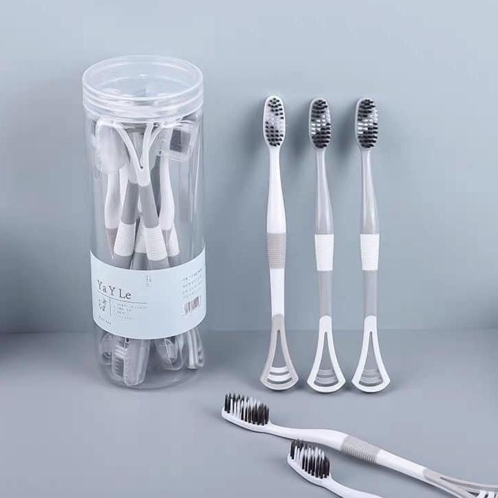 Set 8 Bàn Chải Đánh Răng 2 Đầu Có Cạo Rơ Lưỡi