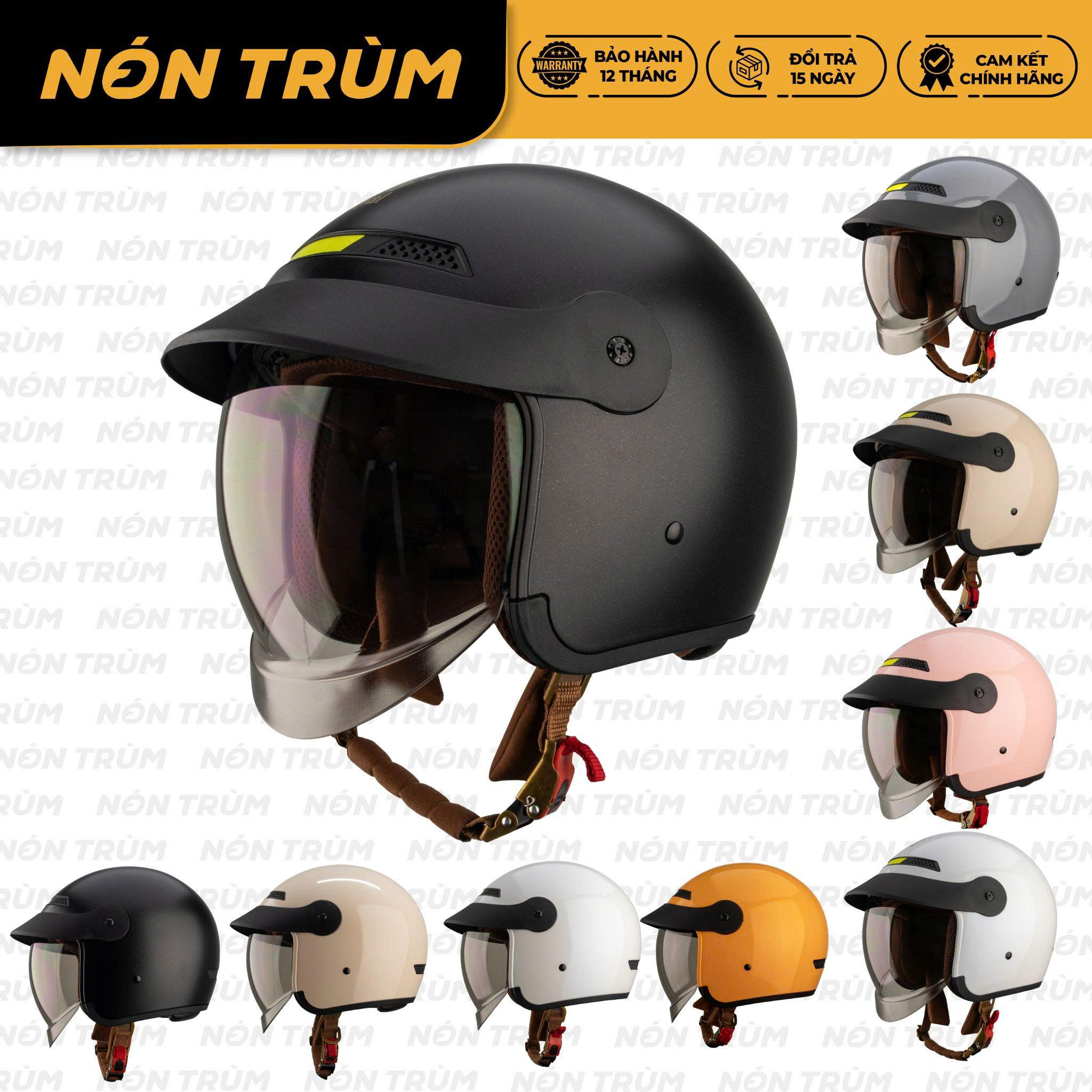 Mũ Bảo Hiểm 3/4 Royal M139 Luxury Kèm Lưỡi Trai Che Nắng