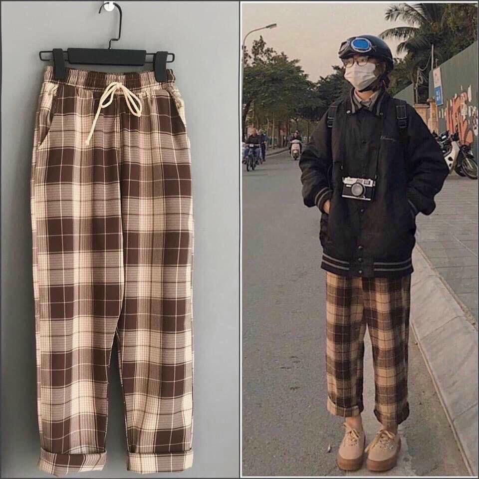 Quần Kẻ Caro Vintage Plaid Pants Dáng Suông Unisex