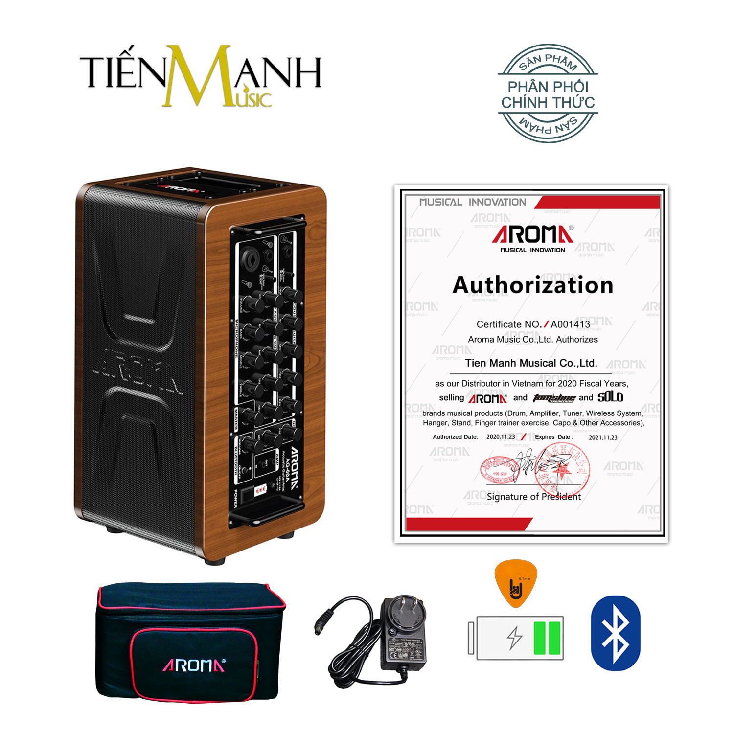 [Bluetooth, Pin sạc] Amply Aroma AG-60A  - Loa Ampli Guitar AG60A Amplifier AG60 - Kèm Bao Đựng, Móng Gẩy DreamMaker