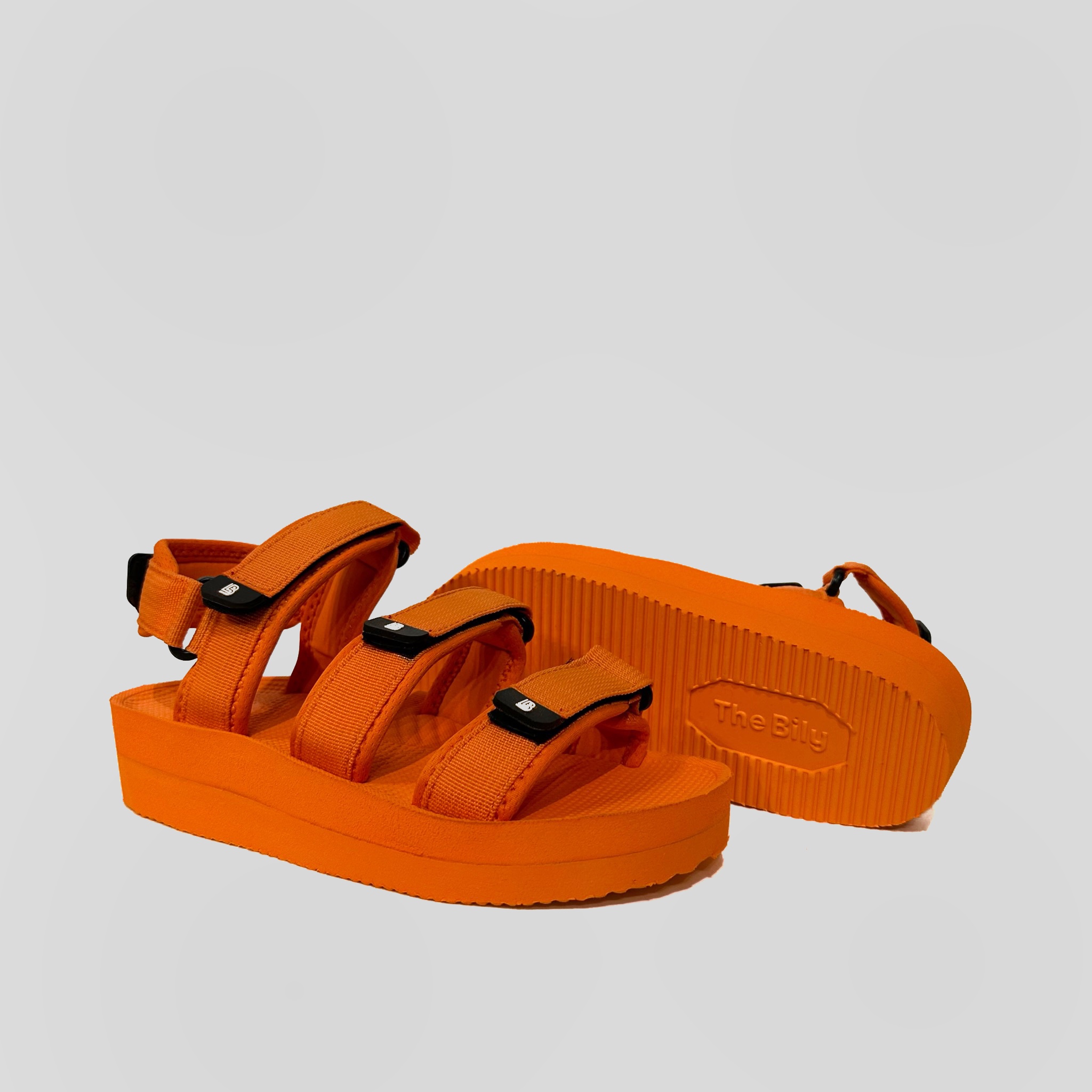 Giày Sandal Nữ The Bily 04W 3 Quai Ngang - Màu Cam BL04WC