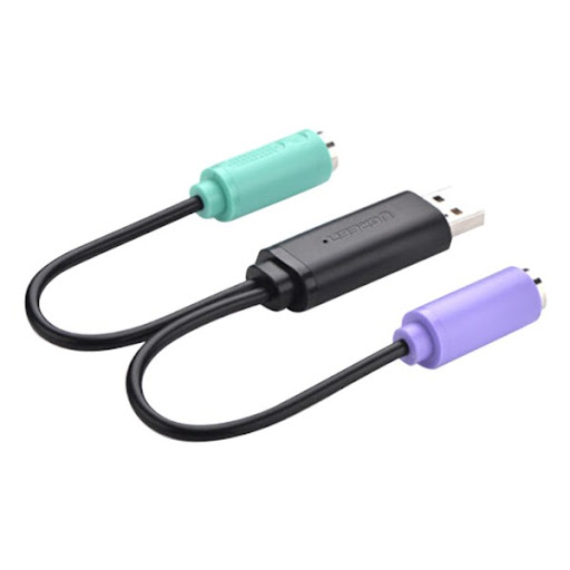 Dây cáp chuyển đổi USB sang PS/2 (chuột + bàn phím) dài 10cm UGREEN 20219 - Hàng chính hãng