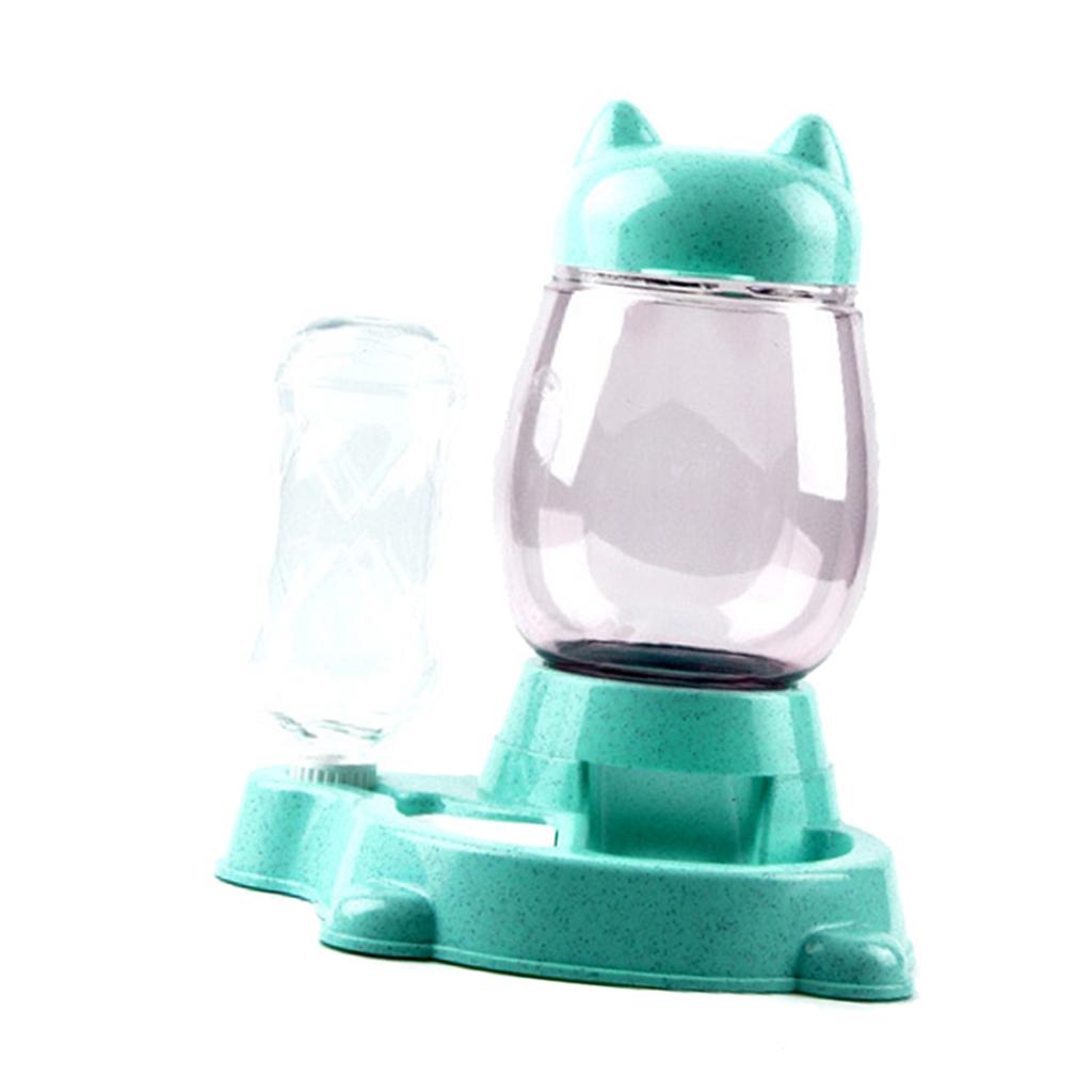 Cat Self Feeder and Waterer Drinking Water/Automatic Feeding Bowls Green