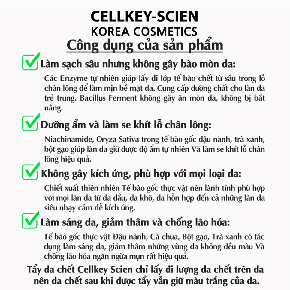 Combo 2 Tẩy Da Chết Tế Bào Gốc Thực Vật Làm Sạch Sâu Dịu Nhẹ Dưỡng Ẩm Trắng Da Chống Nhăn Cho Da Nhạy Cảm Cellkey-Scien White Peeling Gel (160ml)