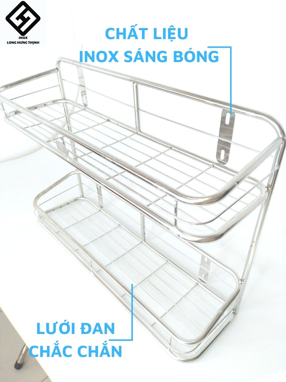 Kệ đựng gia vị phòng bếp INOX cao cấp sáng bóng, loại 2 tầng, kích thước 40x15x37, 50x15x37, dụng cụ nhà bếp tiện lợi, kệ đựng hũ gia vị, dầu ăn, nước tương, nước mắm.