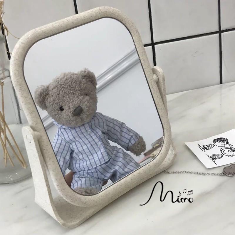 Gương lúa mạch để bàn 2 mặt sẵn 2 mẫu vuông tròn