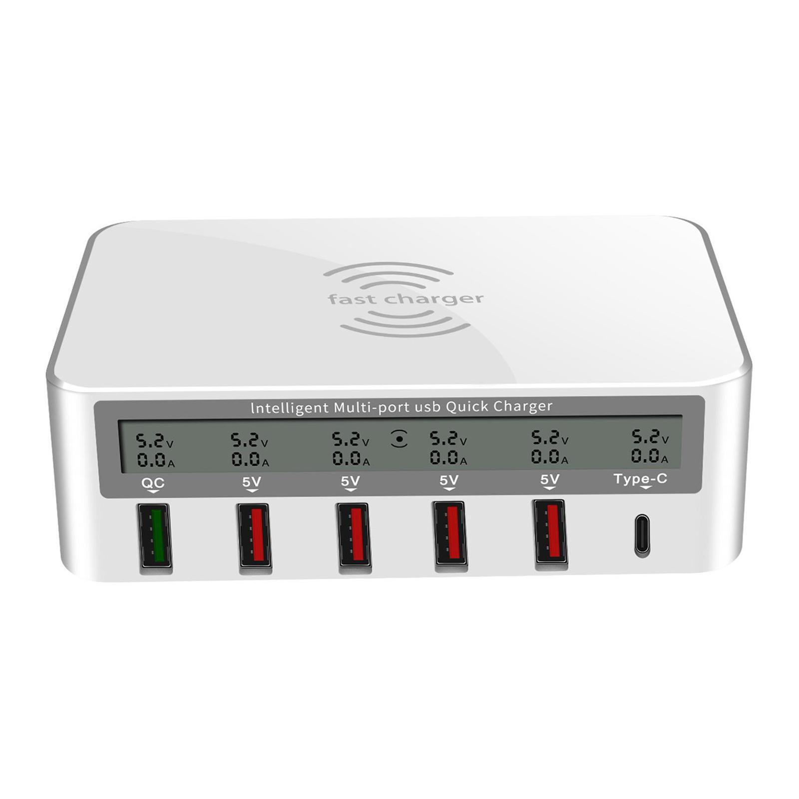 Wireless 5 USB QC 3.0 Fast Charging Station Dock LED Display for