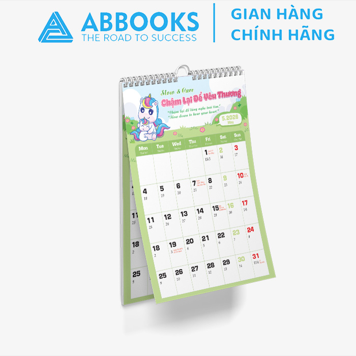 Lịch Treo Tường 2026 - Time Is A Gift - Thời Gian Là 1 Món Quà Chủ Đề Kỳ Lân - Kèm Sticker Trang Trí