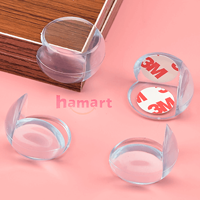 SET 2 Nút Silicone Bọc Cạnh Bàn Ghế Bịt Góc Chống Va Đập Bảo Vệ An Toàn Cho Bé Tròn &amp; Vuông Keo Dán 3M