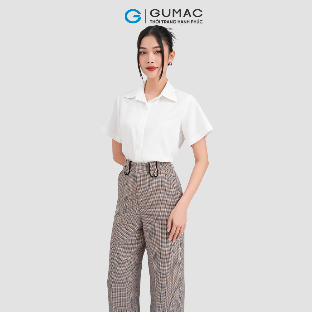 Áo sơ mi trắng tay ngắn cơ bản GUMAC AD03043
