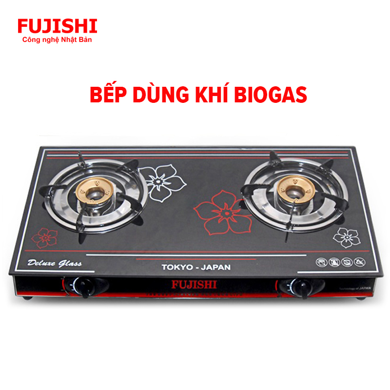 Bếp gas đôi BIOGAS mặt kính chén đồng Fujishi FJ-BG7 - (Bếp chỉ dùng khí BIOGAS) - Hàng chính hãng