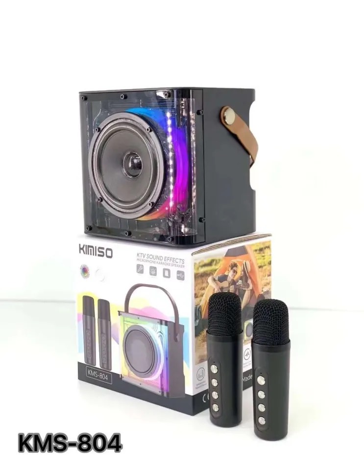 Loa Bluetooth karaoke KIMISO KMS-804 kèm 2 micro không dây xách tay công suất lớn, âm thanh sống động- Hàng chính hãng