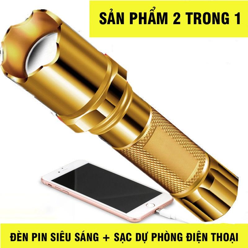 Đèn Pin Cầm Tay Bỏ Túi Siêu Sáng Tích Hợp Sạc Dự Phòng Thân Kim Loại Sang Trọng Giá Siêu Rẻ Chất Lượng Cao Cấp