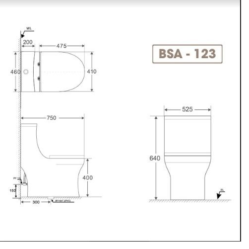 Bồn cầu Basic BSA123 -  1 khối, nắp đóng êm