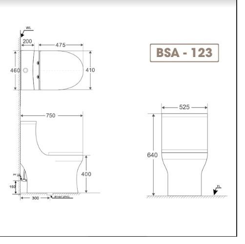 Bồn cầu một khối nắp đóng êm BSA-123