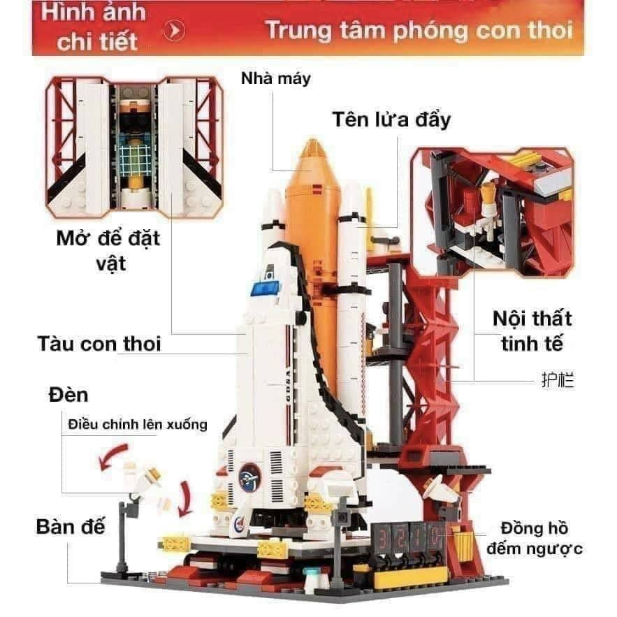 Bộ đồ chơi lắp ráp, xếp hình tàu vũ trụ thám hiểm không gian