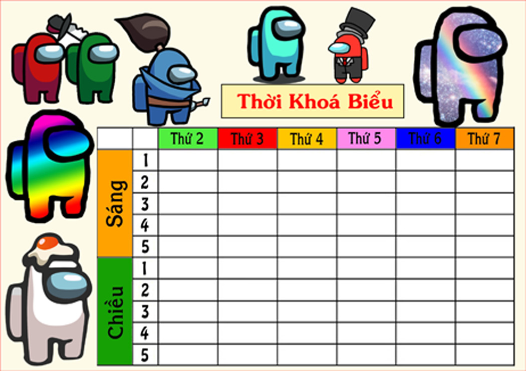 Set 3 thời khóa biểu Among Us