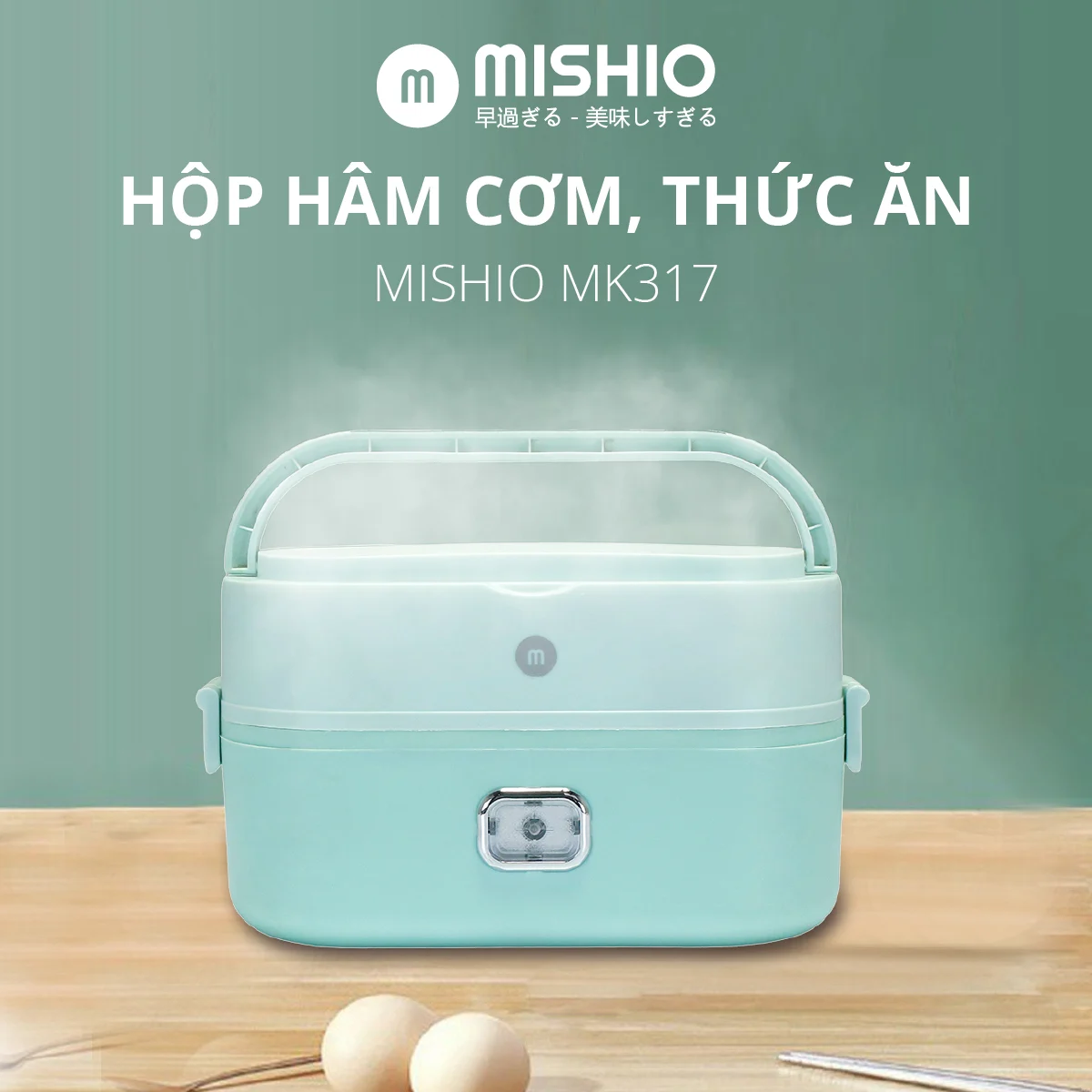 Hộp Hâm Cơm, Thức Ăn 2 tầng Mishio MK317 inox 304 - Hàng chính hãng