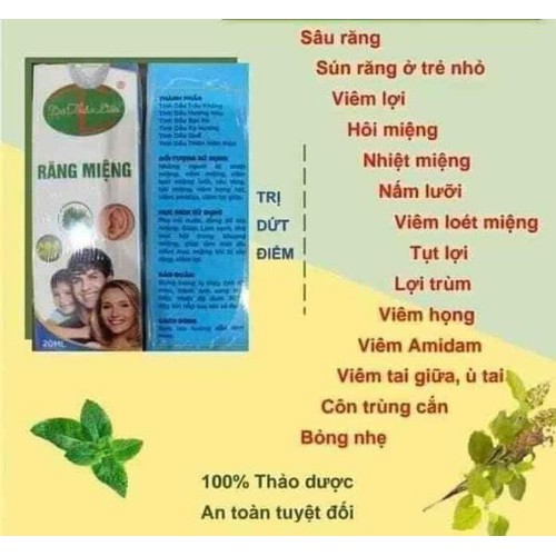 Tinh dầu thảo dược Răng miệng (hỗ trợ điều trị sâu răng hôi miệng) - Dạ Thảo Liên