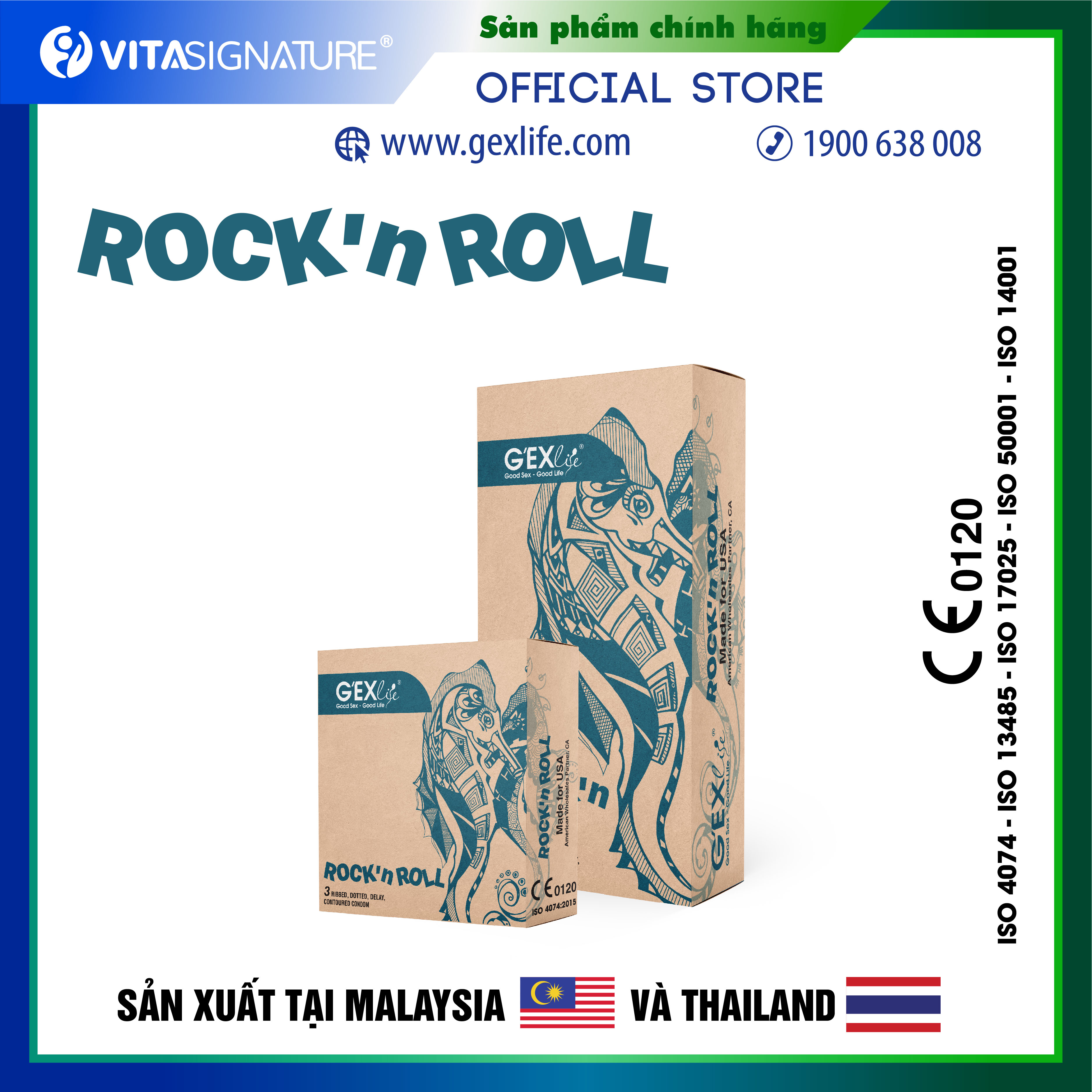 Bao cao su gân gai, hạt nổi, kéo dài thời gian G'EXlife Rock'nRoll