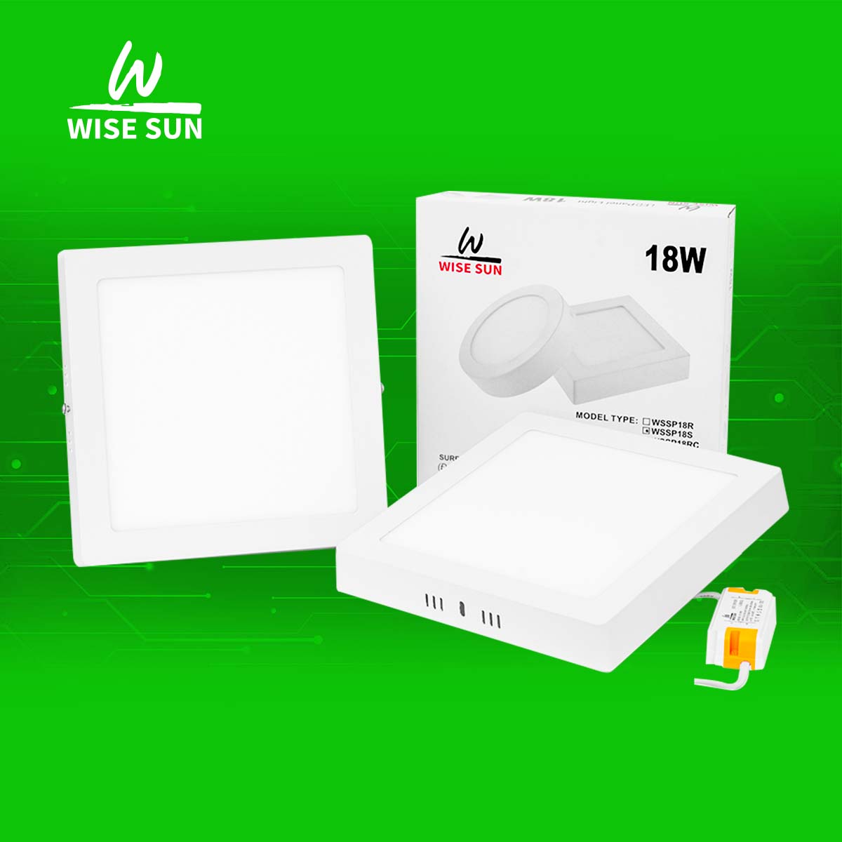 Đèn LED panel ốp nổi vuông Wise Sun giá rẻ - chất lượng 18/24W - Ánh sáng trắng