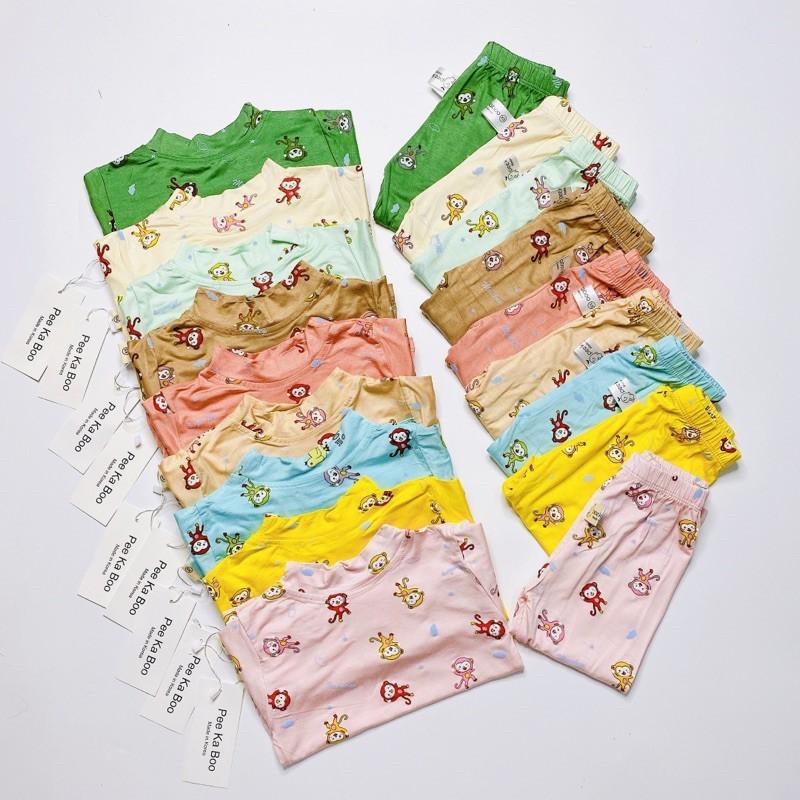 Bộ thun cotton lạnh cổ 3 phân họa tiết ngộ nghĩnh cho bé 7-18kg️HÀNG ĐẸP️