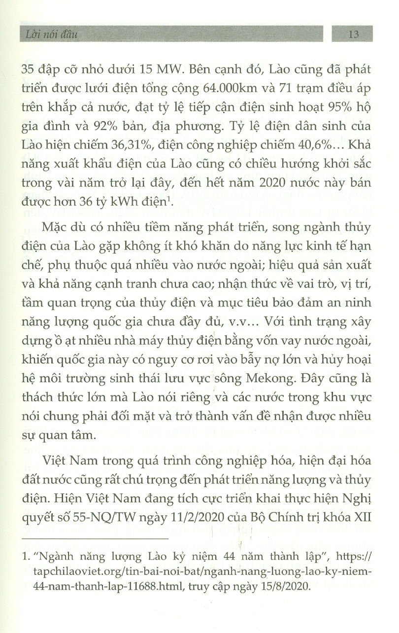 Phát Triển Thủy Điện Của Lào Và Tác Động Đến Việt Nam (Sách chuyển khảo)