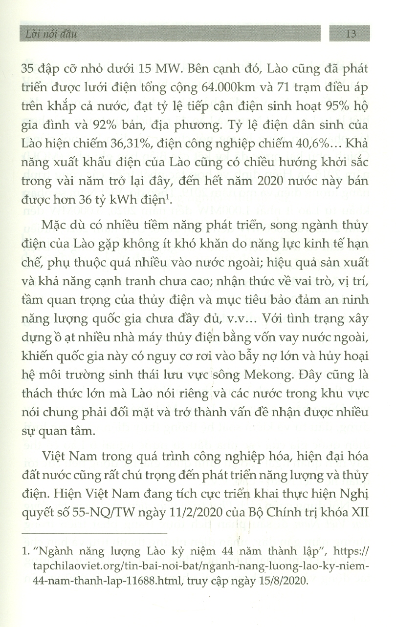 Phát Triển Thủy Điện Của Lào Và Tác Động Đến Việt Nam (Sách chuyển khảo)