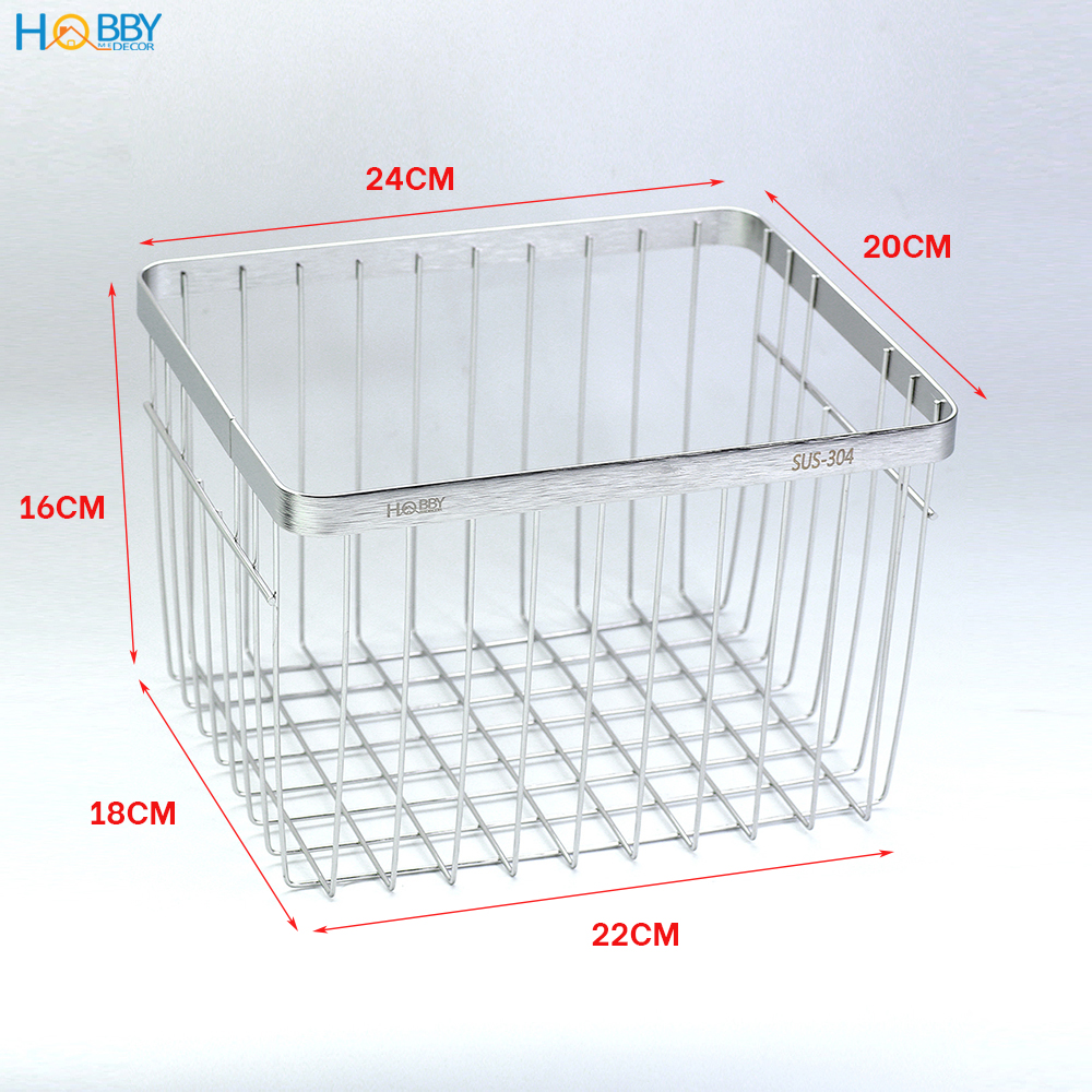 Rổ đựng đồ nhà bếp Inox 304 Hobby Home Decor KR1 không rỉ sét - 2 size tùy chọn