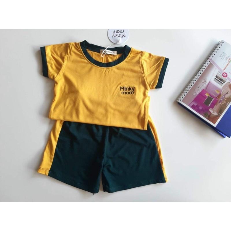 Bộ cộc thêu ngực trơn co giãn,mềm mịn cho bé từ 7-26kg