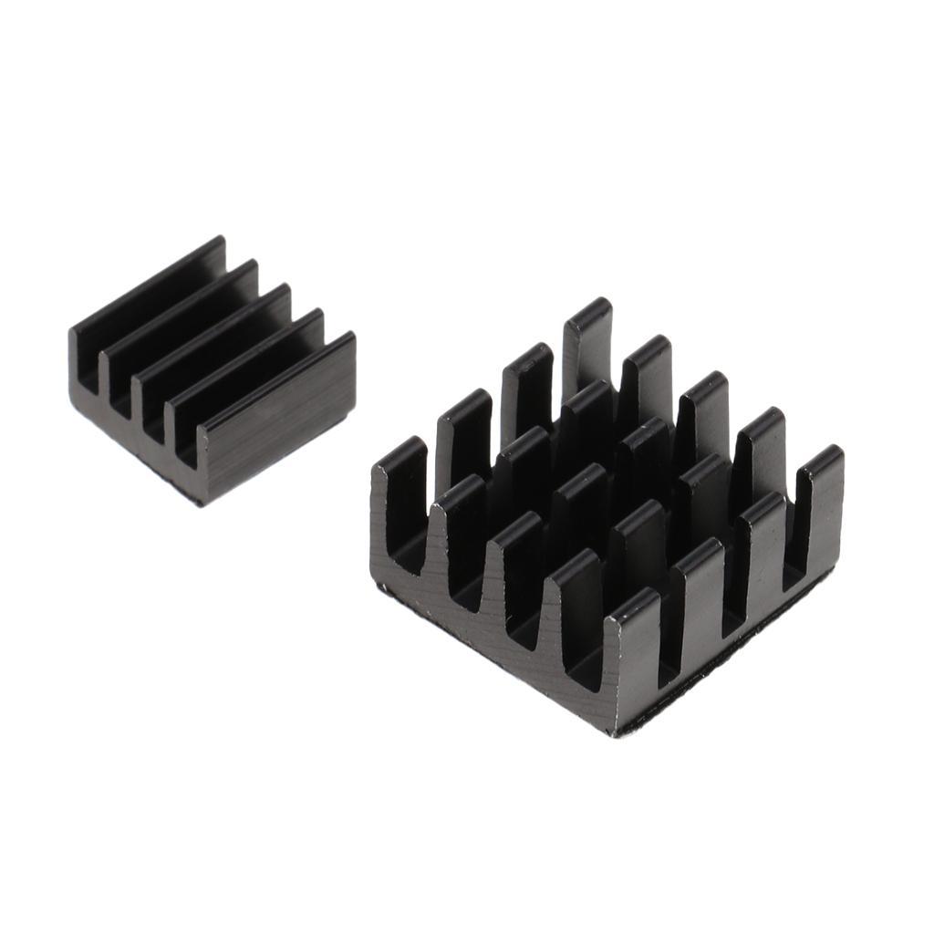 2Piece 14x14x7mm Black Aluminum Heatsink Cooler Cooling Kit For Raspberry Pi