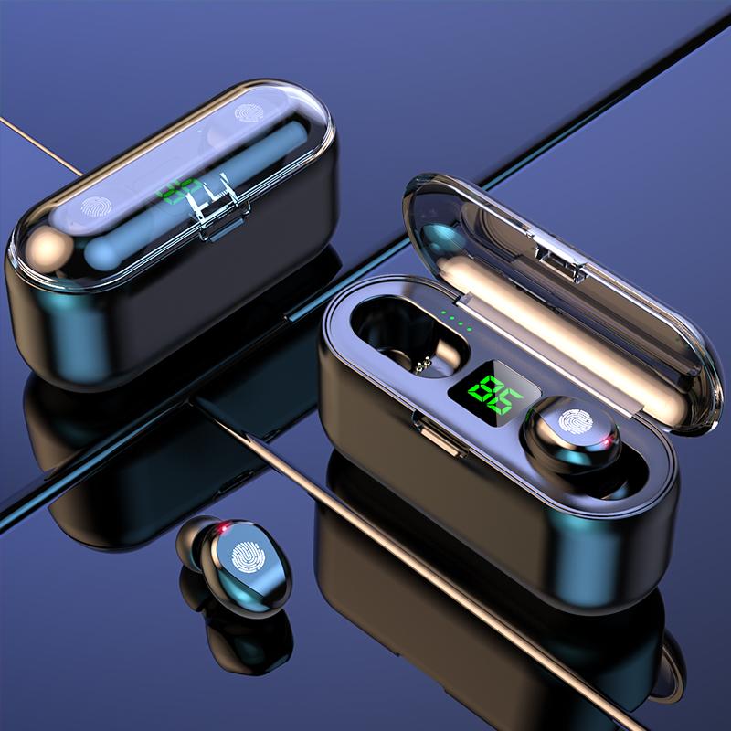 Tai Nghe Nhét Tai Không Dây F9 TWS Tai Nghe 9D Stereo Tai Nghe Nhạc Bluetooth-Tương Thích 5.0 Cảm Ứng Tai Nghe Nhét Tai Với 1200MAh Sạc Hộp