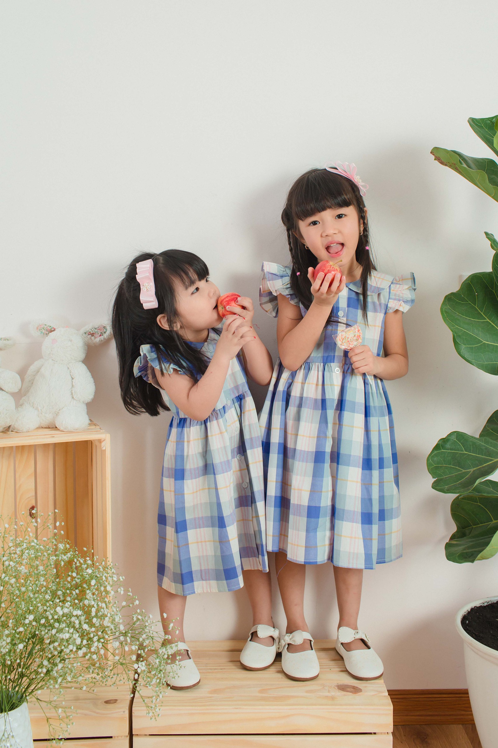 Đầm ca rô Vintage Dành Cho Bé Từ 1 Đến 6 Tuổi