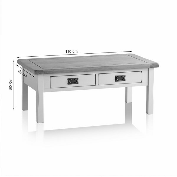 Bàn Trà 2 Ngăn Kéo Kemble Gỗ Sồi Ibie LTT2KEMO - Trắng (110 x 60 cm)