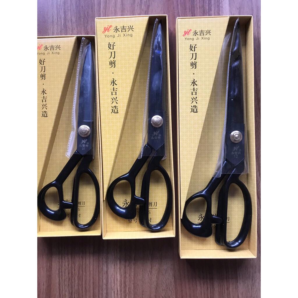 Kéo cắt vải YONG JI XING hộp vàng loại tốt sử dụng thép không rỉ có 4 size
