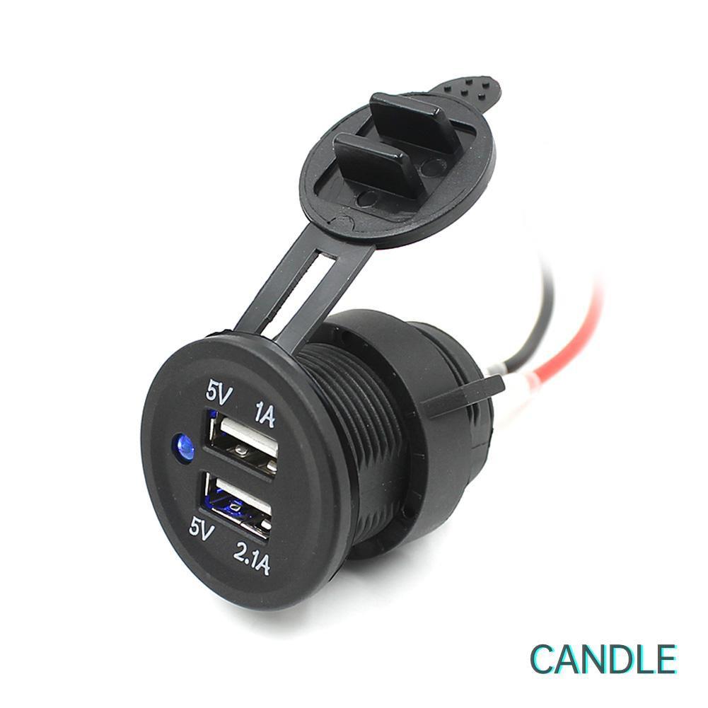 Đầu Sạc Usb Kép 12v Cho Xe Hơi / Xe Máy