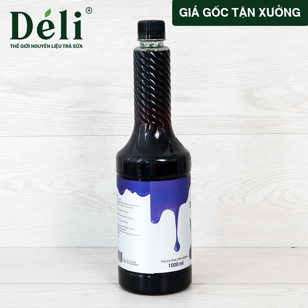 Siro việt quất Déli - 1 lít - đậm đặc, chuyên dùng pha chế trà trái cây, soda