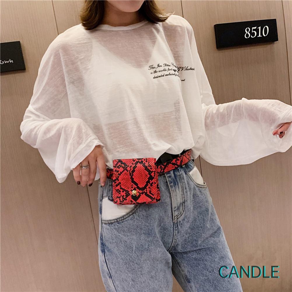 Túi đeo chéo mini bằng da phong cách cổ điển in họa tiết da rắn cho nữ