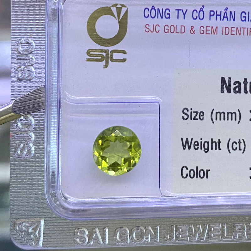 Mặt Đá Peridot Ngọc Olivin Tự Nhiên Kiểm Định Mài Giác Hình Tròn