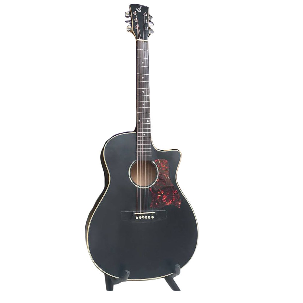 Đàn guitar acsion thấp SVA1KĐ - Đàn màu đen tặng miếng dán có ty