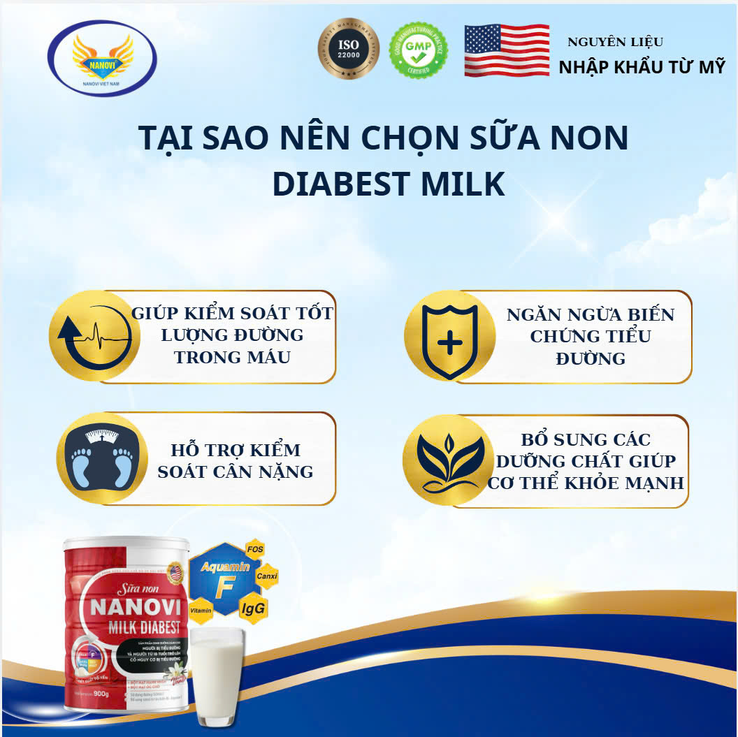 Sữa Non Chuyên Biệt Dành Cho Người bị tiểu đường – Nanovi Diabest Milk