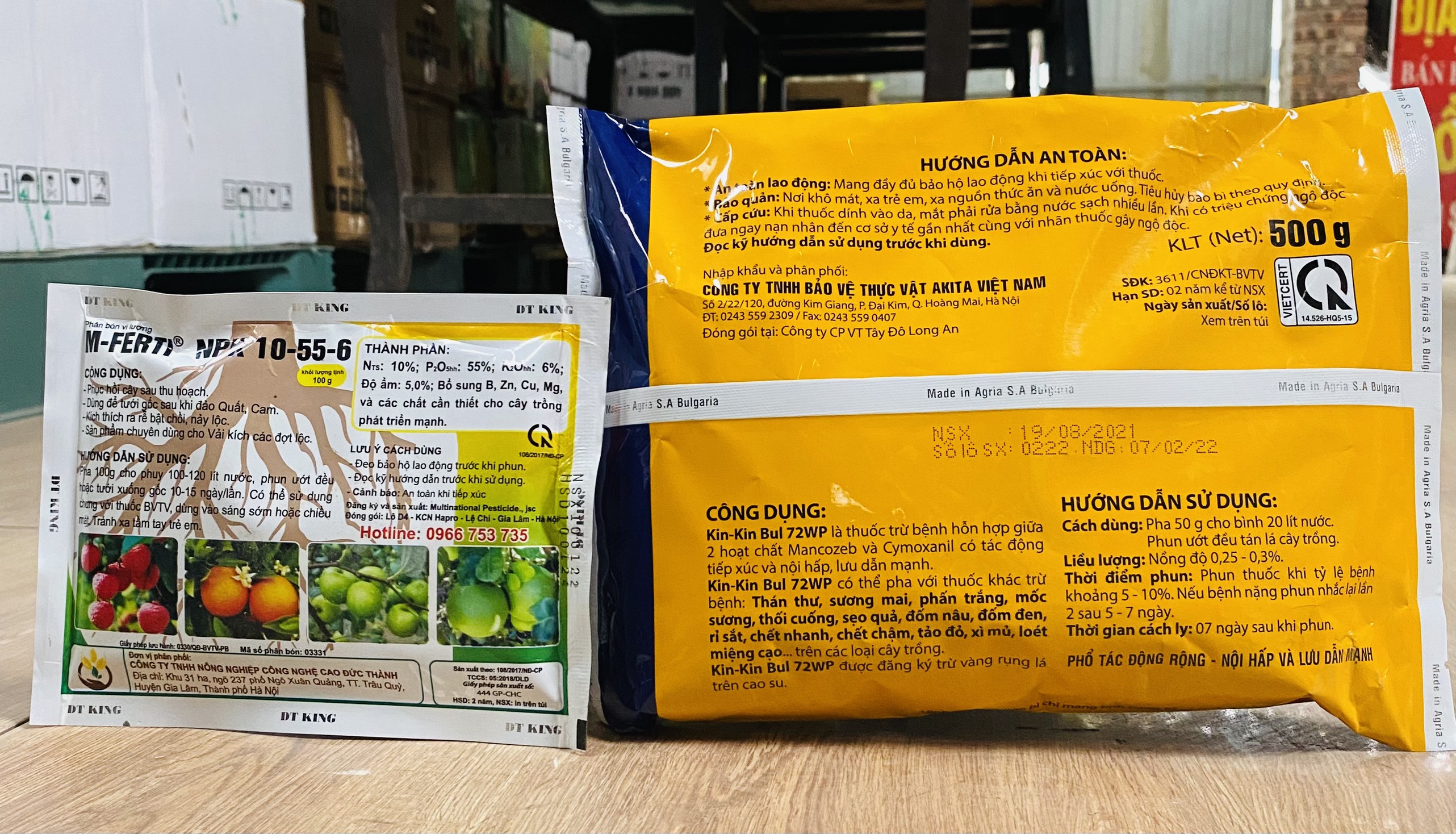 Combo trừ bệnh DT-KinBul 500g và phân bón lá DT-King 100g - Diệt trừ bệnh hại, siêu ra rễ, xanh lá, phòng ngừa vàng lá nghẹt rễ