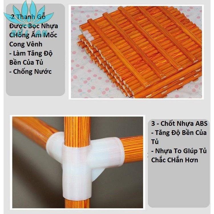 Tủ vải khung Gỗ 3 buồng 170*130*45