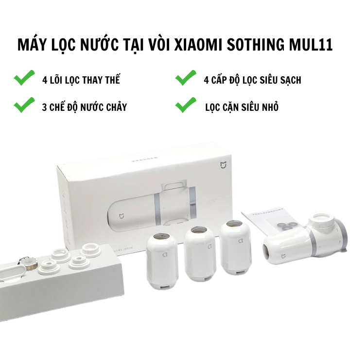 Máy lọc nước tại vòi Xiaomi Sothing MUL11 tặng kèm 4 lõi lọc- Hàng chính hãng