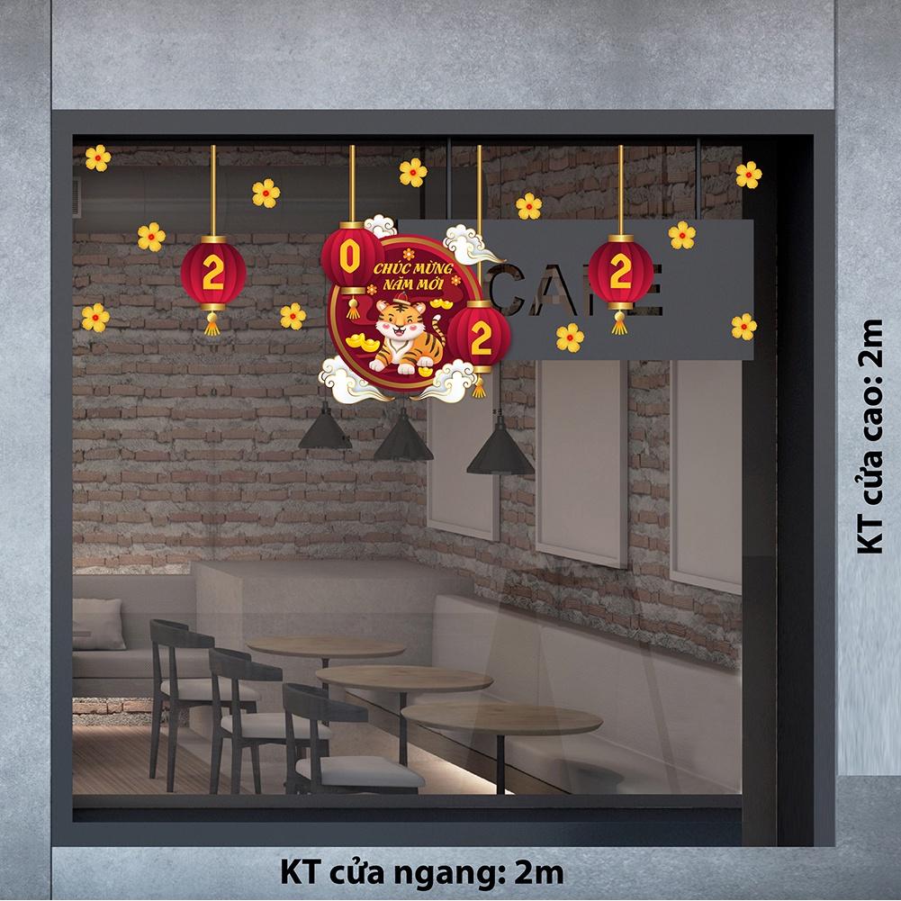 DECAL TRANG TRÍ TẾT NGUYÊN ĐÁN 2022 LỒNG ĐÈN NĂM MỚI