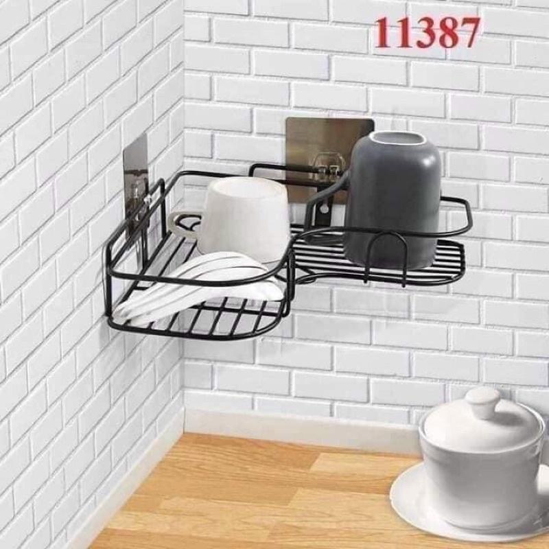 Kệ góc sắt đen - kệ góc nhựa dán tường chịu lực tốt