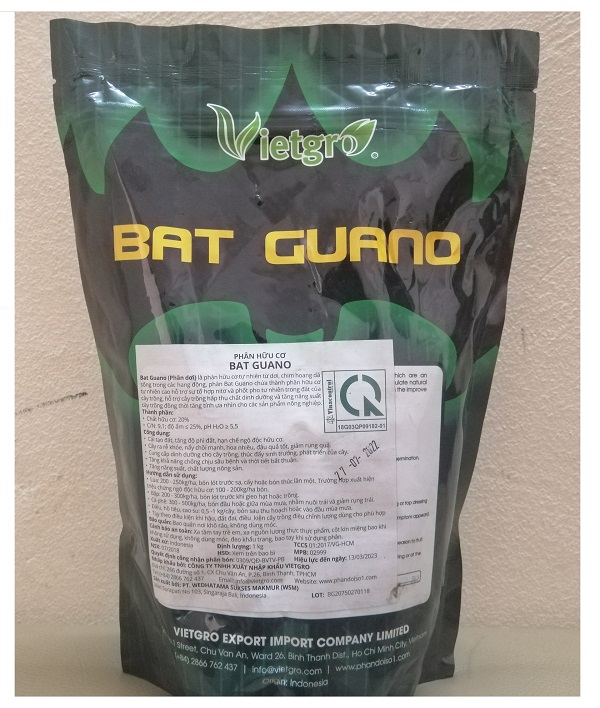 3 GÓI PHÂN DƠI HỮU CƠ BAT GUANO VIETGRO (GÓI 1KG) - TĂNG KHẢ NĂNG HẤP THỤ DINH DƯỠNG, TẮNG NĂNG SUẤT CÂY TRỒNG