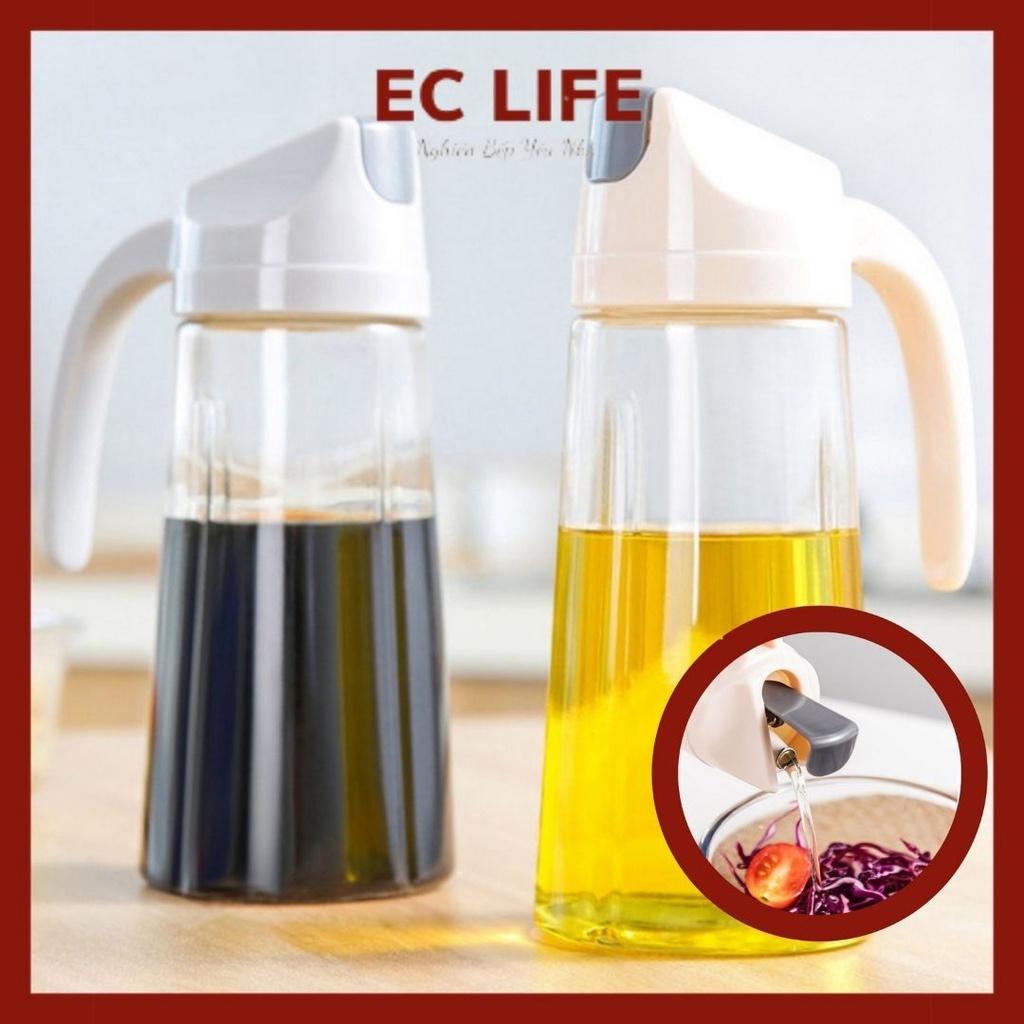 Bình Đựng Dầu Ăn Bằng Thủy Tinh Tự Động Mở Nắp Thông Minh Cao Cấp Màu Trắng Dung Tích 630ml