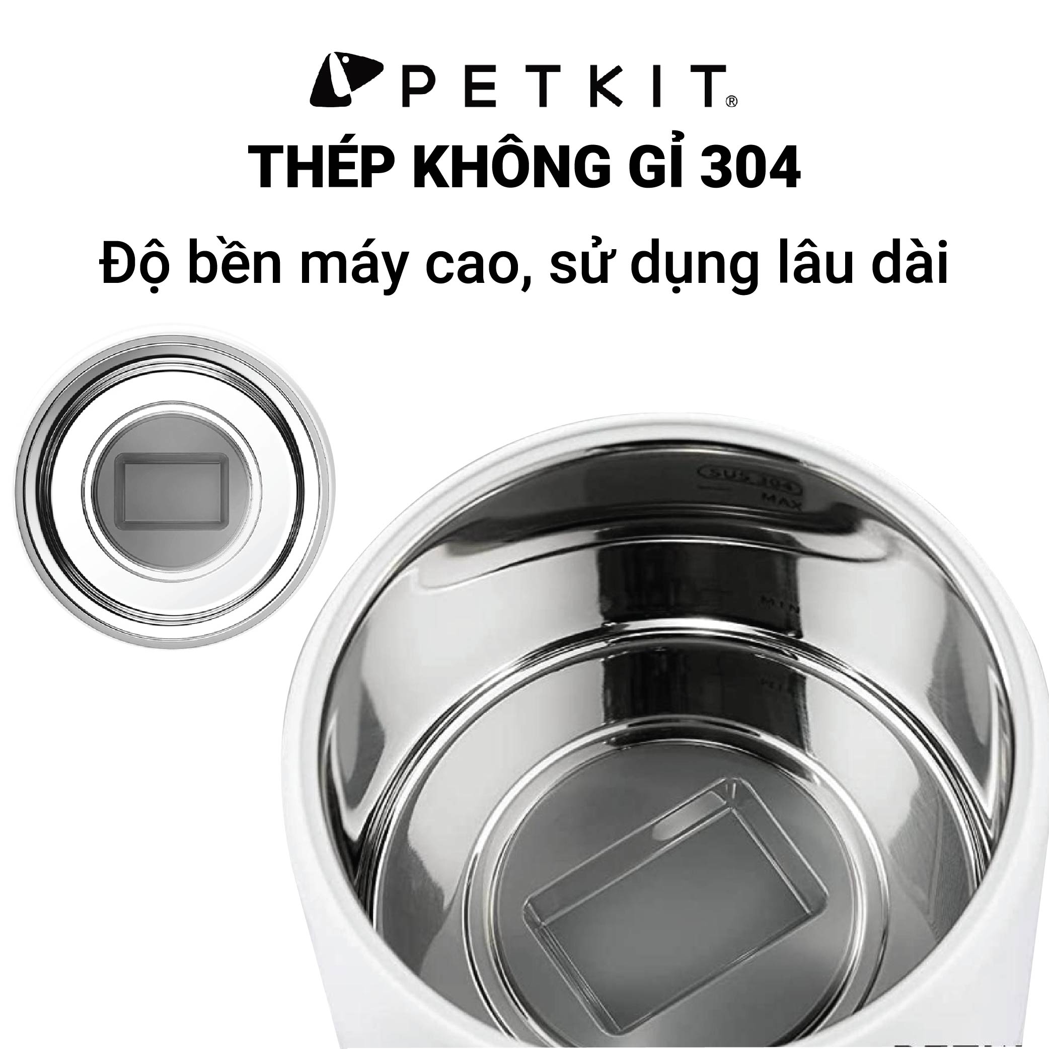 Đài Phun Nước, Máy Lọc Nước Cho Mèo Petkit Eversweet 3 PRO Chất Liệu Inox 304 và Nhựa ABS Sử Dụng Bơm Không Dây Thế Hệ 6