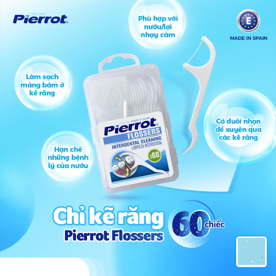 Chỉ kẽ răng Pierrot Flossers 60 chiếc làm sạch kẽ răng, ngừa mảng bám